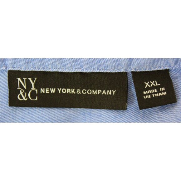 2 New York & Company Button Down Shirts sz XXL Blue Black Simple V-Neck - Picture 13 of 14